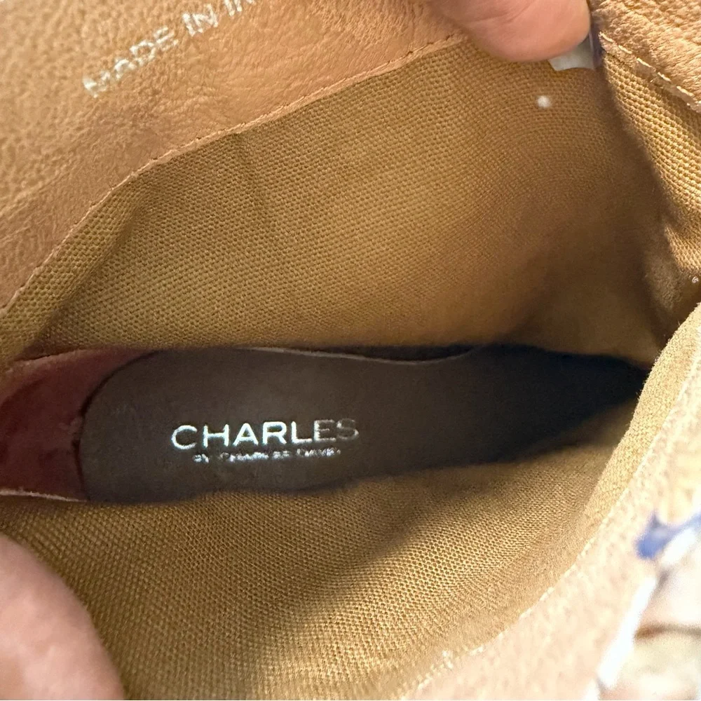 Charles by Charles David Naya Size 6.5 Tan‎ Brown Suede Wedge Booties